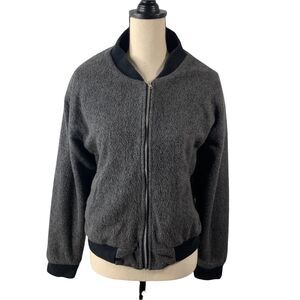 Vintage Urban Renewal Bomber Sweater Jacket Deep Fleece Cozy sz L USA Gray